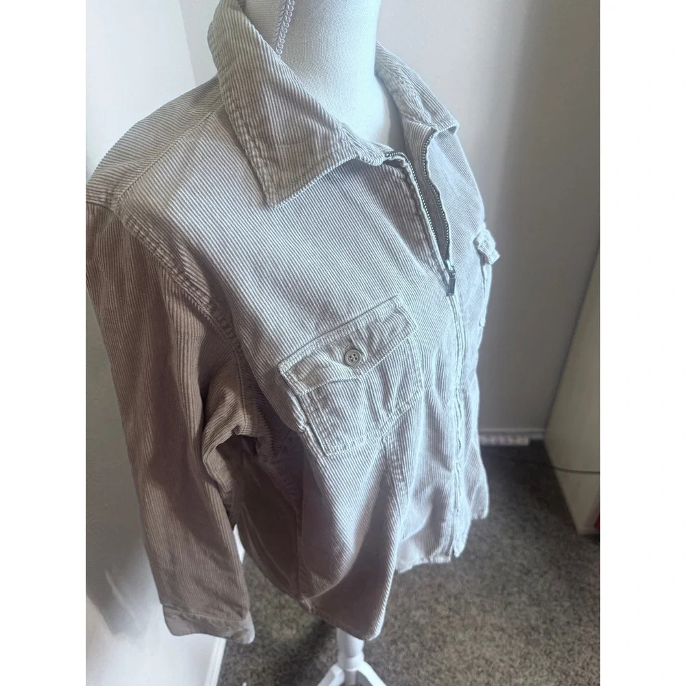 Sonoma Tan Corduroy Zip Up Jacket Womens XL Cotton Shacket Beige